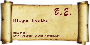 Blayer Evetke névjegykártya